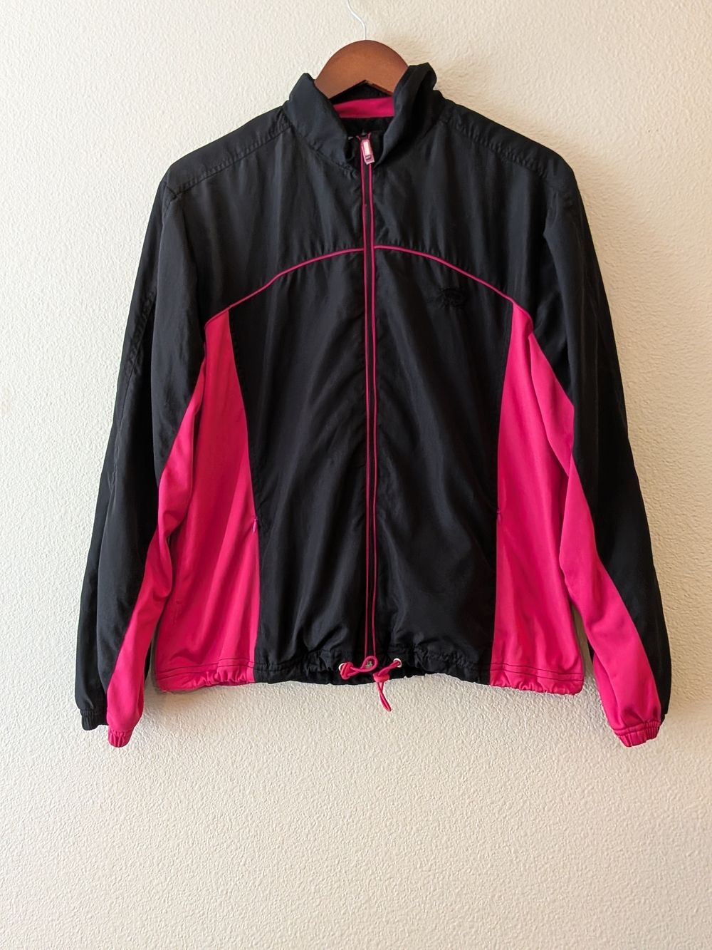 Oleg Cassini Sport Black and Hot Pink Windbreaker Jacket